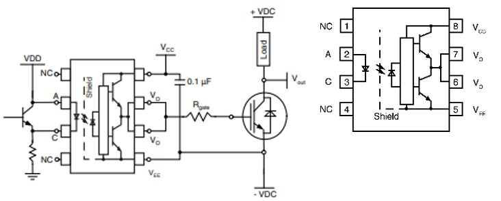 Application Circuit Diagram - Vishay Optically Isolated MOSFET Drivers
